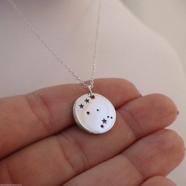 FashionJunkie4Life 925 Sterling Silver Zodiac Constellation Circle Charm Pendant Necklace, Sterling Silver