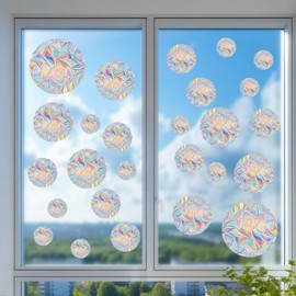 Pack of 26 Rainbow Window Film with Prism Effect, Prism Window Stickers, Suncatcher Stickers, for Stops Birds, Door Windows, Dining Room, Bedroom