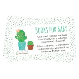 Cactus Book Request Baby Shower Card Inserts - 24 count