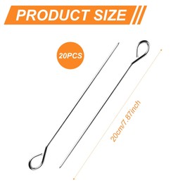 20 Pcs 7.87"/20cm Stainless Steel Metal Skewers, Reusable Kebab Skewers for Grilling,Air Fryer,Party,Grilling, Oven, Turkey Kebabs and Outdoor Barbecues