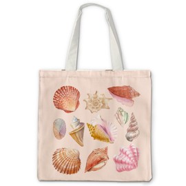 OTOUO Coastal Seashell Tote Bag - Pink Shell Canvas Tote Bags for Beach, Coconut Aesthetic, Cute Beach Themed Gifts for Women