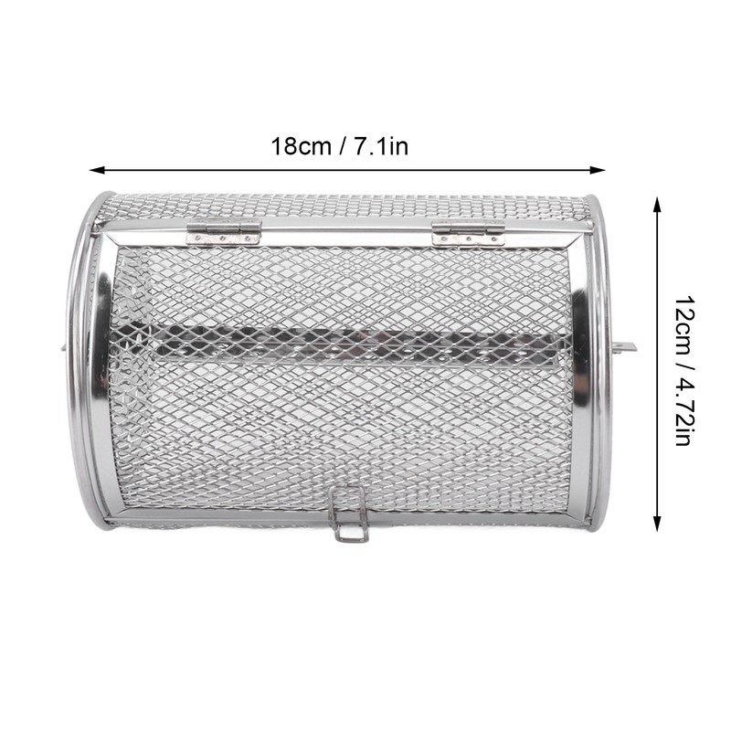 Rolling Grilling Basket Stainless Steel Grill Cage Round Stainless Steel