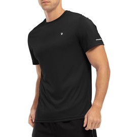 YSENTO Mens Rash Guards UV Swim Tops Rash Vest Quick Dry UPF 50+ Short Sleeve Running Sports Gym Tops(Black,S)