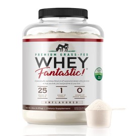 Fantastic Nutrition Whey Fantastic Unflavored - 100% Natural Grass Fed Whey Protein Powder - Unique 3-Whey Blend of Whey Isolate, Concentrate & Hydrolysate Provides 25g of Protein per Serving - 5lb - 75 Servings