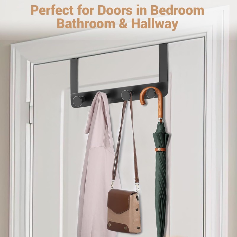 MACOLE Over Door Hook Rack with 4 Hooks, Extra Strong