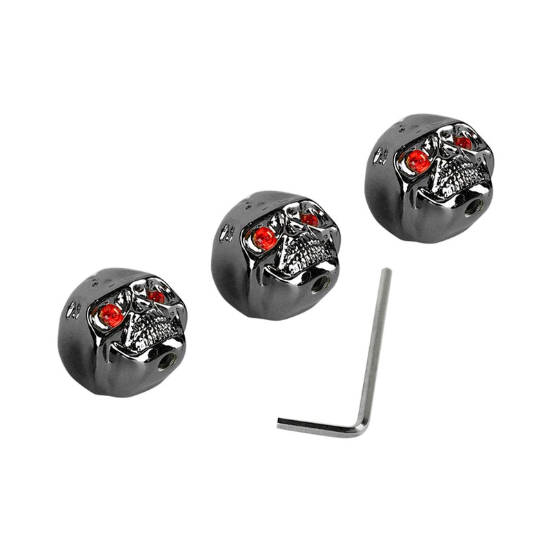 3Pcs Electric Guitar Skull Knobs Metal Volume Tone Head Cap