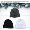Women Turban Flower Cap Balck White and Gray Pure Color