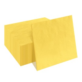 50 Pieces 2-ply Yellow Napkin Disposable Cocktail Napkins Beverage Napkins Dessert Napkins Paper Napkins for Wedding Birthday Party Paper Dinner Napkins