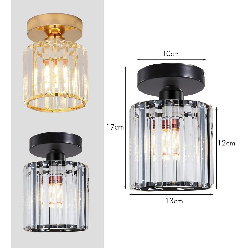LEDSone Modern Mini Chandelier Crystal Ceiling Light Fixture, Semi Flush
