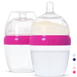 INTTERO Anti-Colic Formula Making Dispenser Baby Bottles, 6oz with Flow 1 Nipples, 2pk, Deep Magenta — Formula Container to go Dispenser on The go — PopYummy Mixie Baby Brezz