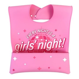 Neat Solutions Every Night is a Girls Night Fold-Down Crumcatcher Bib, 6+ Months, Pink
