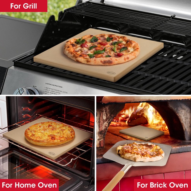 Unicook Extra Large Pizza Stone 18 Inch, Square Baking Stone