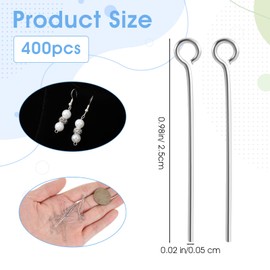 400pcs Eye Pins for Jewelry Making, Dressmakers Pins, Open Eye Pins, Head Pins, Sewing Pin for Crafts, Stainless Steel Stick Pin, Fine Satin Pin for DIY Crafts, Earrings, Bracelets, Necklaces