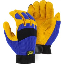 Majestic Bronze Eagle mechanics style cowhide gloves leather work riding 2154 - Large