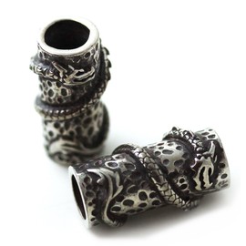 LynnAround Pewter Norse Nordic Viking Dragon Beard Beads Rings, Dwarven Dreadlock Pirate Medieval Hair Beads, Pagan Jewelry