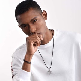 PROSTEEL Men Wristband Cuff Bangle Stainless Steel Clasp Black