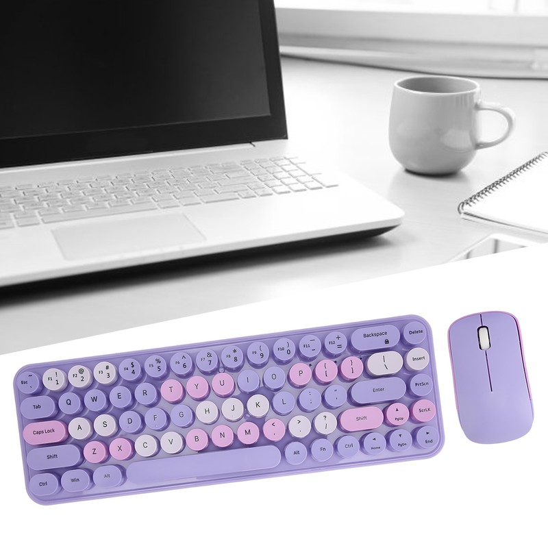 USB Keyboard Mouse 2.4G Wireless 68 Keys Low Consumption Retro