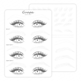 Guapa 5D Permanent Makeup Practice Skin - Double Sided Pre-printed Spine Lines Practice Skin For Eyebrow Tattoos - Fake Skin Sheets - Microblading Supplies (White-3PCS)
