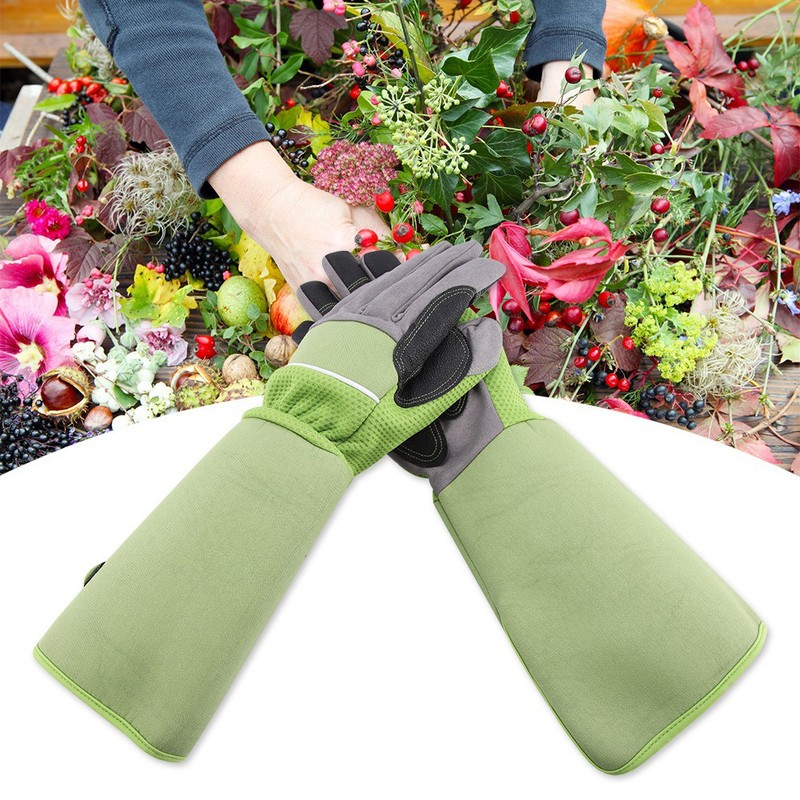 Long Rose Pruning Gardening Gloves Puncture Resistant Work Yard Glove(Green)