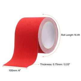 HARFINGTON Anti Slip Traction Tape 4" x 16.4ft Waterproof Non-Slip Grip Tape High Friction Weather Resistant Non Skid Stair Treads Tape for Indoor Outdoor Stair Steps, Red