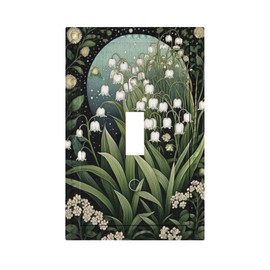HLCoChT Decorative Art Light Switch Covers Lily of the valley in the moonlight Single Toggle Wall Plate Decorative Switchcover Electrical Switchplate