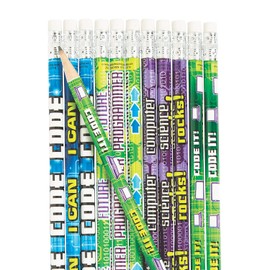Fun Express Coding Pencils - 24 Pieces - Educational And Learning Activities For Kids