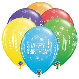 Qualatex Latex Balloons 49685-Q Birthday Candles & STARBURSTS, 11", Multicolored