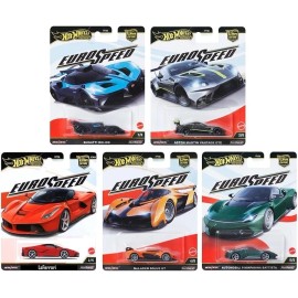 Hot Wheels 1:64 Premium Car Culture Euro Speed L Case Set of 5 Cars, FPY86-961L