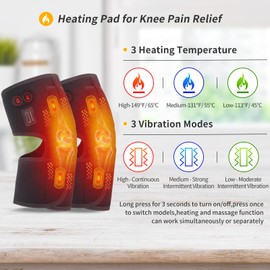 FEETMOR Heated Knee Brace Wrap with Massage - Battery Powered Heating Knee Brace for Men Women Elders(Double)