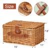 Wicker Picnic Basket for 2, Handmade Willow Hamper Basket Sets