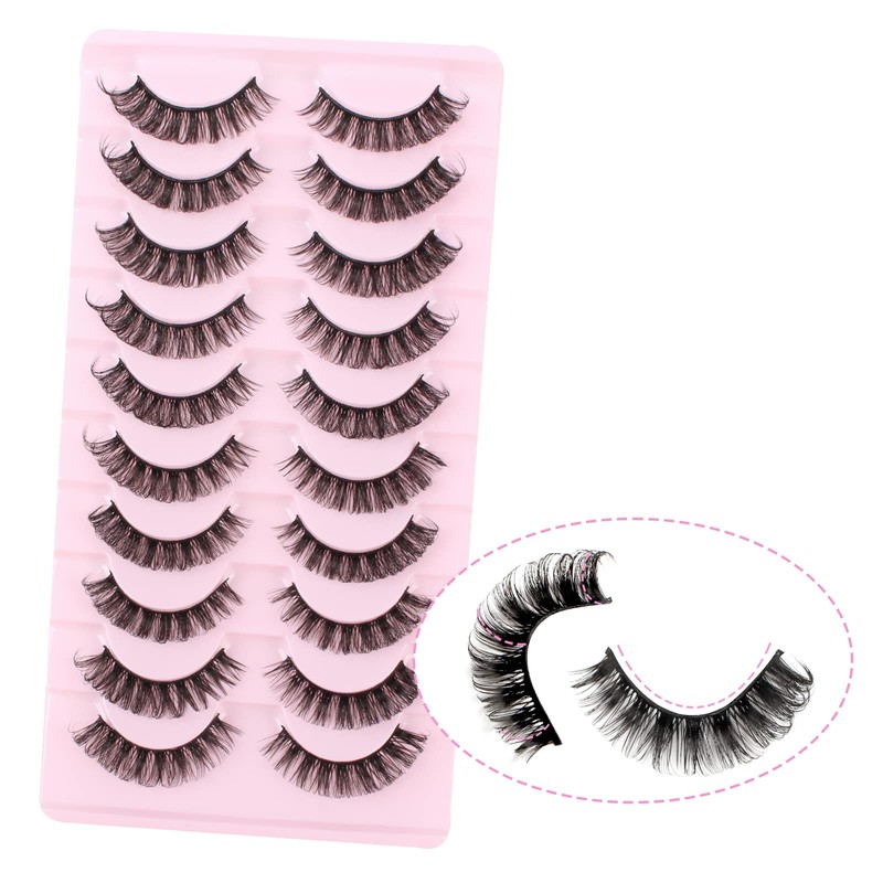 Oreola False Eyelashes, 10 Pairs, Russian Strip Lashes, D Curl