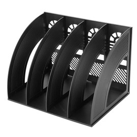 Magazine File A4 Desk Organiser 4 Compartments Magazine Rack Plastic Document Tray Lightweight Standing Folder Office Magazine Holder Book Holder Document Holder Removable Letter Tray