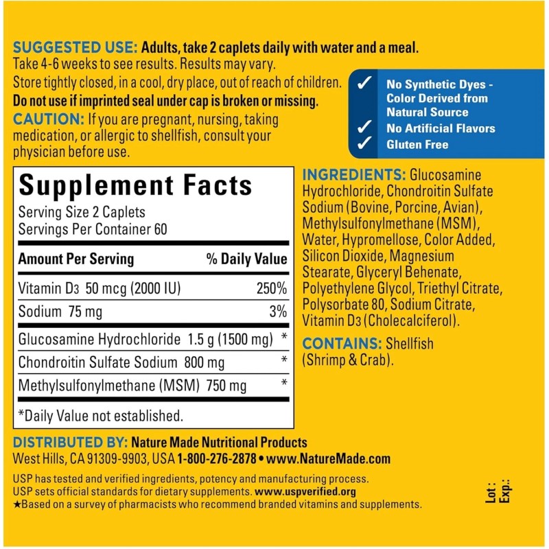 Nature Made Glucosamine Chondroitin Complex with MSM, Supplement for Joint