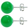 Pair of Solid Sterling Silver 8mm Natural Malay Jade Gemstone