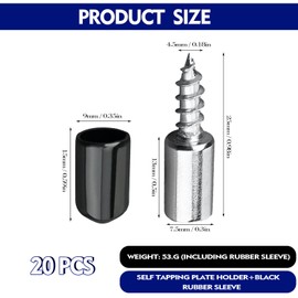 Shelf Support Pegs, 20 PCS Metal Shelf Support Stud Pegs, Shelf Holder Support Pins Cabinet Shelve Support, Screw Shelf Support Pegs with Non-Slip Rubber Sleeve for Kitchen Cabinets Wine Cabinet