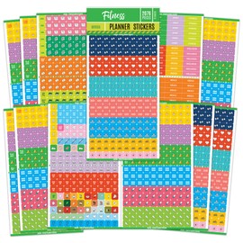 Mirida Planner Stickers - Fitness Pack of 2076 Mini Icons for Workout, Healthy Diet, Gym Exercise, and Habits - for Calendar and Journal