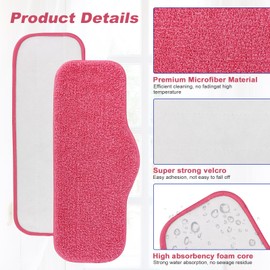 Steam Mop Pads Compatible with Schenley Steam Mop Cleaner and Dupray Neat Steam Cleaner - Washable Reusable Wet & Dry Cleaning - Microfiber Mop Pad Refill for Multi-Surface Floor -12 Pack (Pink)
