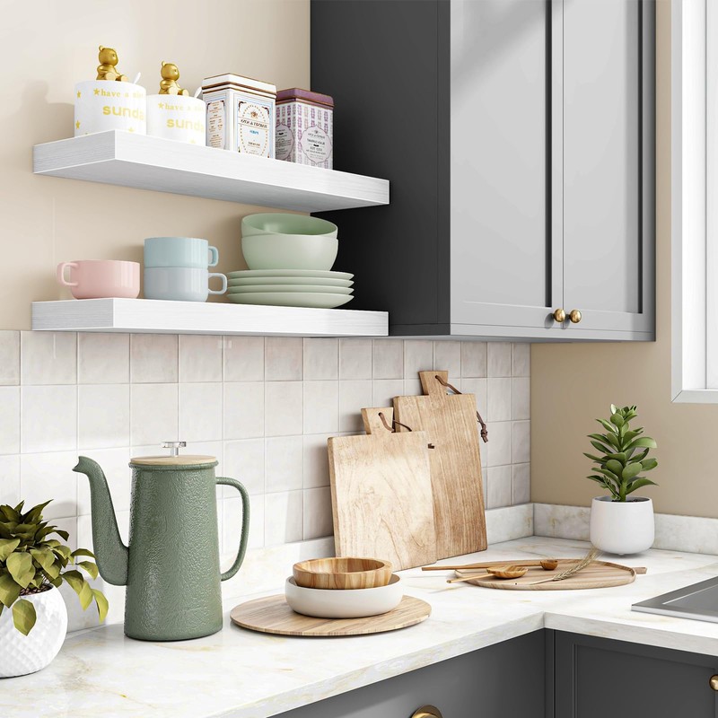 Fixwal Floating Shelves for Wall, 15.7" Wood Wall Mounted Shelves
