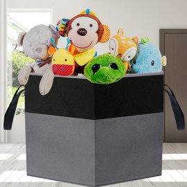 VICTORICH Large Toy Box Chest with Lid, Collapsible Sturdy Toy Storage Organizer Boxes Bins Baskets for Kids, Boys, Girls, Nursery, Playroom (Diamond Black)