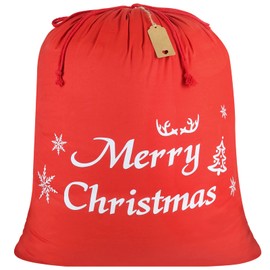 Cotton Gift Bags with Drawstring,28x32Inch Christmas Drawstring Gift Bags Extra Large Fabric Gift Bags Xmas Gift Bags Cloth Pouches for Package Birthday Thanksgiving Holiday Party(1Pack)