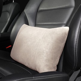 POKSRI 1P Lumbar Support Pillow,15x9 Suede Drive car Back Pillows,Polyester Back Pillow,seat,Office,Sofa,Rest,Improve Posture (Off-White)