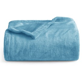 Oxford Homeware Fleece Blanket Sofa Throw Cuddly Reversible Soft Throws for Bed, Couch, Settee, Travel Lightweight and Breathable Blanket fit All Season (Light Blue, Throw/Single)