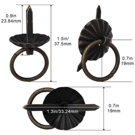 40pcs Metal Brad Fasteners with Pull Rings, PAGOW 2cm Mini Brad Paper Fasteners, Vintage Drawer Handle Ring DIY Crafts Decoration Accessories for Kitchen, Bathroom (4 Colors)