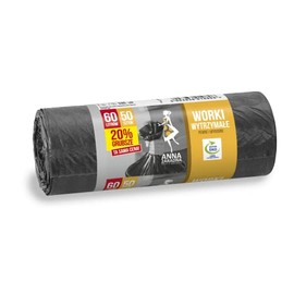 ANNA ZARADNA ST-AZ-010806 20% Thick Bin Liners Tear-Resistant Durable 60 L | Pack of 50 - 1 Roll | Bin Bag Rubbish Bags for Household Waste Office Made of Thick HDLD Regranulate Film Colour: Black