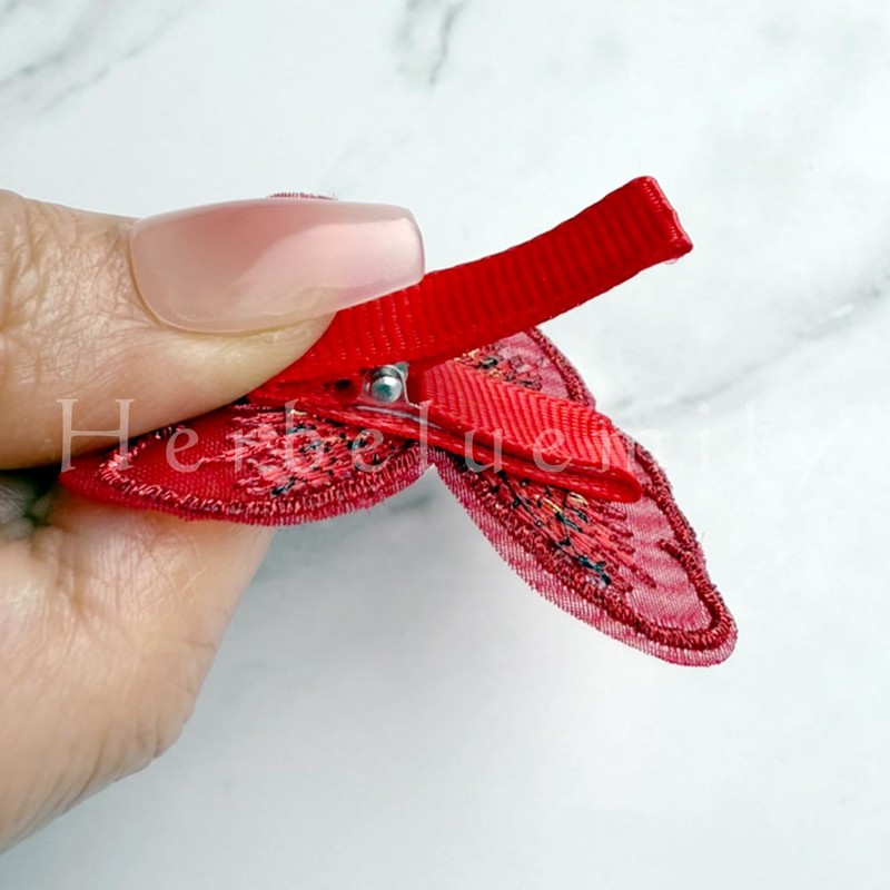Herbeluemily Hair Clip, Butterfly, Lace, Embroidery, Bangs Clip, Party, Wedding,