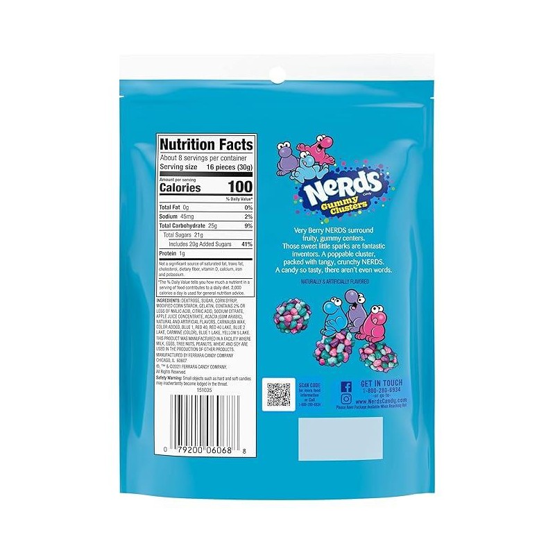 Nerds Gummy Clusters Candy, Very Berry, Resealable 18.5 Ounce Big
