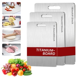Titanium Cutting Board Set of 3, 3Pcs Stainless Steel Cutting Board, Double Sided Food Grade Non Stick Chopping Cutting Boards for Meat Fruit Vegetable ((18L*12W) +(14L*10W)+(11.5L*8W))