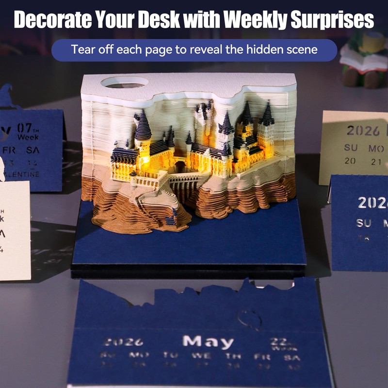 3D Calendar Tear Off 2026 3D Desk Calendar Notepad with