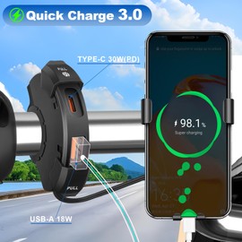 Motorrad USB Steckdose, USB Steckdose Motorrad, QC3.0 PD Type-C & USB, USB Motorrad Steckdose Wasserdicht, mit wasserdichte Abdeckung, für 12~24V Motorrad Wohnmobil KFZ Boot