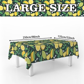 Provence Yellow Lemon Tablecloths French Provencal Lemon Fruit Theme Botanical Print table Cover for Lemon Theme Party Holiday Kitchen Dining Room Picnic Camping Booth Props Decor Supplies 53"x98"